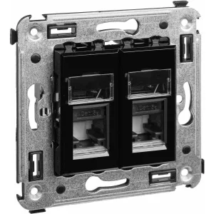 ДКС Компьютерная розетка RJ-45 в стену, кат.5e двойная, Avanti, черный квадрат 4402464 DKC ДКС Компьютерная розетка RJ-45 в стену, кат.5e двойная, Avanti, черный квадрат 4402464 DKC