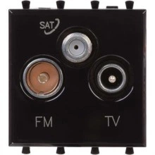ДКС Розетка TV-FM-SAT модульная, Avanti, черный квадрат, 2 модуля 4402532 DKC