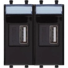 ДКС USB зарядное устройство модульное 2.1 А, Avanti, черный квадрат, 2 модуля 4402542 DKC
