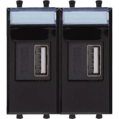 ДКС USB зарядное устройство модульное 2.1 А, Avanti, черный квадрат, 2 модуля 4402542 DKC