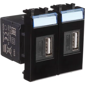 ДКС USB зарядное устройство модульное 2.1 А, Avanti, черный квадрат, 2 модуля 4402542 DKC ДКС USB зарядное устройство модульное 2.1 А, Avanti, черный квадрат, 2 модуля 4402542 DKC