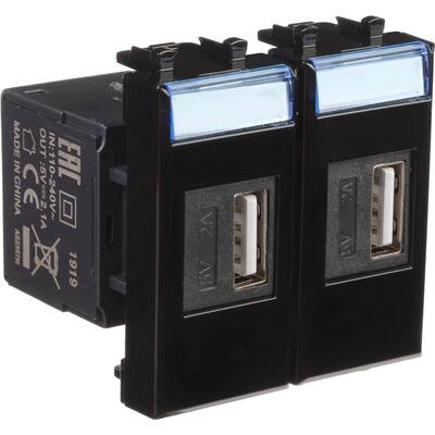ДКС USB зарядное устройство модульное 2.1 А, Avanti, черный квадрат, 2 модуля 4402542 DKC ДКС USB зарядное устройство модульное 2.1 А, Avanti, черный квадрат, 2 модуля 4402542 DKC