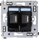 ДКС USB зарядное устройство в стену 2.1 А, Avanti, черный квадрат 4402543 DKC