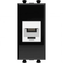 ДКС Телефонная розетка RJ-12 без шторки модульная, Avanti, черный квадрат, 1 модуль 4402611 DKC