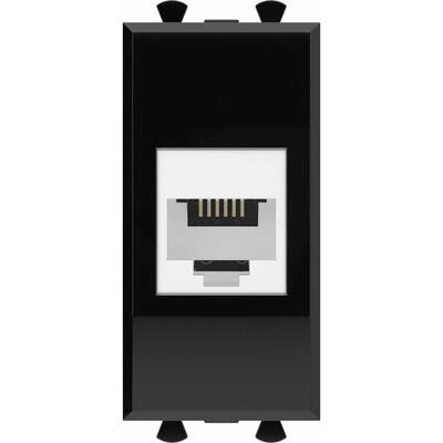 ДКС Телефонная розетка RJ-12 без шторки модульная, Avanti, черный квадрат, 1 модуль 4402611 DKC