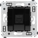ДКС Компьютерная розетка RJ-45 без шторки в стену, кат.5е одинарная, Avanti, черный квадрат 4402663 DKC