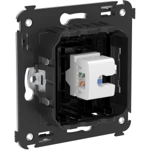 ДКС Компьютерная розетка RJ-45 без шторки в стену, кат.5е одинарная, Avanti, черный квадрат 4402663 DKC ДКС Компьютерная розетка RJ-45 без шторки в стену, кат.5е одинарная, Avanti, черный квадрат 4402663 DKC