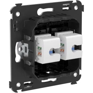 ДКС Компьютерная розетка RJ-45 без шторки в стену, кат.5е двойная, Avanti, черный квадрат 4402664 DKC ДКС Компьютерная розетка RJ-45 без шторки в стену, кат.5е двойная, Avanti, черный квадрат 4402664 DKC