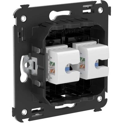 ДКС Компьютерная розетка RJ-45 без шторки в стену, кат.5е двойная, Avanti, черный квадрат 4402664 DKC ДКС Компьютерная розетка RJ-45 без шторки в стену, кат.5е двойная, Avanti, черный квадрат 4402664 DKC