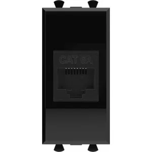 ДКС Компьютерная розетка RJ-45 без шторки модульная, кат.6А, Avanti, черный квадрат, 1 модуль 4402671 DKC ДКС Компьютерная розетка RJ-45 без шторки модульная, кат.6А, Avanti, черный квадрат, 1 модуль 4402671 DKC