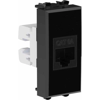 ДКС Компьютерная розетка RJ-45 без шторки модульная, кат.6А, Avanti, черный квадрат, 1 модуль 4402671 DKC ДКС Компьютерная розетка RJ-45 без шторки модульная, кат.6А, Avanti, черный квадрат, 1 модуль 4402671 DKC