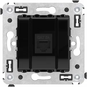 ДКС Компьютерная розетка RJ-45 без шторки в стену, кат.6A одинарная, Avanti, черный квадрат 4402673 DKC ДКС Компьютерная розетка RJ-45 без шторки в стену, кат.6A одинарная, Avanti, черный квадрат 4402673 DKC