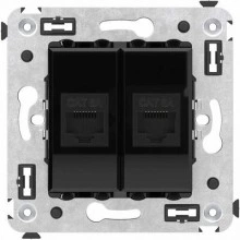 ДКС Компьютерная розетка RJ-45 без шторки в стену, кат.6А двойная, Avanti, черный квадрат 4402674 DKC