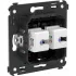 ДКС Компьютерная розетка RJ-45 без шторки в стену, кат.6А двойная, Avanti, черный квадрат 4402674 DKC ДКС Компьютерная розетка RJ-45 без шторки в стену, кат.6А двойная, Avanti, черный квадрат 4402674 DKC