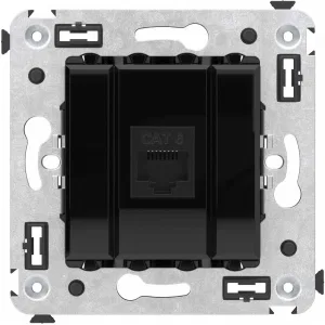 ДКС Компьютерная розетка RJ-45 без шторки в стену, кат.6 одинарная, Avanti, черный квадрат 4402693 DKC ДКС Компьютерная розетка RJ-45 без шторки в стену, кат.6 одинарная, Avanti, черный квадрат 4402693 DKC