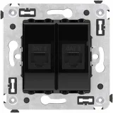 ДКС Компьютерная розетка RJ-45 без шторки в стену, кат.6 двойная, Avanti, черный квадрат 4402694 DKC