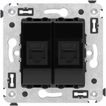 ДКС Компьютерная розетка RJ-45 без шторки в стену, кат.6 двойная, Avanti, черный квадрат 4402694 DKC