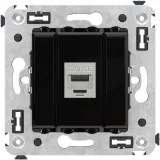 ДКС Компьютерная розетка RJ-45 без шторки в стену, кат.5e одинарная экранированная, Avanti, черный квадрат 4402763 DKC