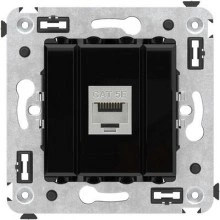 ДКС Компьютерная розетка RJ-45 без шторки в стену, кат.5e одинарная экранированная, Avanti, черный квадрат 4402763 DKC