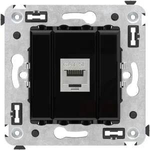 ДКС Компьютерная розетка RJ-45 без шторки в стену, кат.5e одинарная экранированная, Avanti, черный квадрат 4402763 DKC ДКС Компьютерная розетка RJ-45 без шторки в стену, кат.5e одинарная экранированная, Avanti, черный квадрат 4402763 DKC