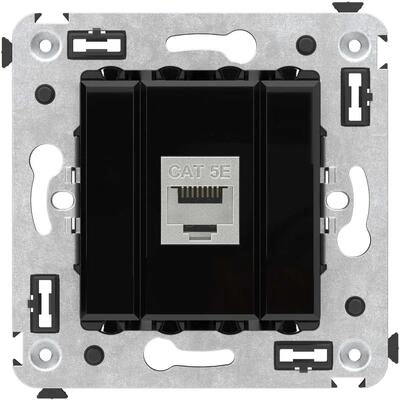 ДКС Компьютерная розетка RJ-45 без шторки в стену, кат.5e одинарная экранированная, Avanti, черный квадрат 4402763 DKC ДКС Компьютерная розетка RJ-45 без шторки в стену, кат.5e одинарная экранированная, Avanti, черный квадрат 4402763 DKC