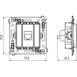 ДКС Компьютерная розетка RJ-45 без шторки в стену, кат.5e одинарная экранированная, Avanti, черный квадрат 4402763 DKC ДКС Компьютерная розетка RJ-45 без шторки в стену, кат.5e одинарная экранированная, Avanti, черный квадрат 4402763 DKC