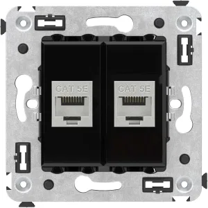 ДКС Компьютерная розетка RJ-45 без шторки в стену, кат.5e двойная экранированная, Avanti, черный квадрат 4402764 DKC ДКС Компьютерная розетка RJ-45 без шторки в стену, кат.5e двойная экранированная, Avanti, черный квадрат 4402764 DKC