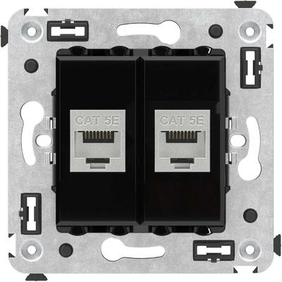 ДКС Компьютерная розетка RJ-45 без шторки в стену, кат.5e двойная экранированная, Avanti, черный квадрат 4402764 DKC ДКС Компьютерная розетка RJ-45 без шторки в стену, кат.5e двойная экранированная, Avanti, черный квадрат 4402764 DKC