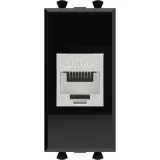 ДКС Компьютерная розетка RJ-45 без шторки модульная, кат.6А экранированная, Avanti, черный квадрат, 1 модуль 4402771 DKC