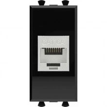 ДКС Компьютерная розетка RJ-45 без шторки модульная, кат.6А экранированная, Avanti, черный квадрат, 1 модуль 4402771 DKC