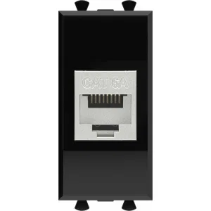 ДКС Компьютерная розетка RJ-45 без шторки модульная, кат.6А экранированная, Avanti, черный квадрат, 1 модуль 4402771 DKC ДКС Компьютерная розетка RJ-45 без шторки модульная, кат.6А экранированная, Avanti, черный квадрат, 1 модуль 4402771 DKC