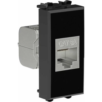 ДКС Компьютерная розетка RJ-45 без шторки модульная, кат.6А экранированная, Avanti, черный квадрат, 1 модуль 4402771 DKC ДКС Компьютерная розетка RJ-45 без шторки модульная, кат.6А экранированная, Avanti, черный квадрат, 1 модуль 4402771 DKC