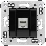 ДКС Компьютерная розетка RJ-45 без шторки в стену, кат.6А одинарная экранированная, Avanti, черный квадрат 4402773 DKC