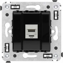 ДКС Компьютерная розетка RJ-45 без шторки в стену, кат.6А одинарная экранированная, Avanti, черный квадрат 4402773 DKC