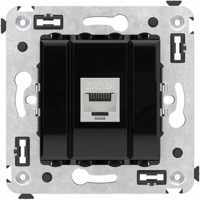 ДКС Компьютерная розетка RJ-45 без шторки в стену, кат.6А одинарная экранированная, Avanti, черный квадрат 4402773 DKC ДКС Компьютерная розетка RJ-45 без шторки в стену, кат.6А одинарная экранированная, Avanti, черный квадрат 4402773 DKC