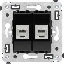 ДКС Компьютерная розетка RJ-45 без шторки в стену, кат.6А двойная экранированная, Avanti, черный квадрат 4402774 DKC