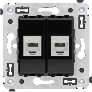 ДКС Компьютерная розетка RJ-45 без шторки в стену, кат.6А двойная экранированная, Avanti, черный квадрат 4402774 DKC ДКС Компьютерная розетка RJ-45 без шторки в стену, кат.6А двойная экранированная, Avanti, черный квадрат 4402774 DKC