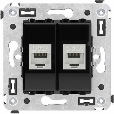 ДКС Компьютерная розетка RJ-45 без шторки в стену, кат.6А двойная экранированная, Avanti, черный квадрат 4402774 DKC ДКС Компьютерная розетка RJ-45 без шторки в стену, кат.6А двойная экранированная, Avanti, черный квадрат 4402774 DKC