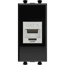 ДКС Компьютерная розетка RJ-45 без шторки модульная, кат.6 экранированная, Avanti, черный квадрат, 1 модуль 4402791 DKC