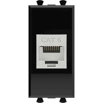 ДКС Компьютерная розетка RJ-45 без шторки модульная, кат.6 экранированная, Avanti, черный квадрат, 1 модуль 4402791 DKC