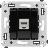 ДКС Компьютерная розетка RJ-45 без шторки в стену, кат.6 одинарная экранированная, Avanti, черный квадрат 4402793 DKC