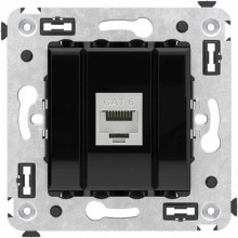 ДКС Компьютерная розетка RJ-45 без шторки в стену, кат.6 одинарная экранированная, Avanti, черный квадрат 4402793 DKC