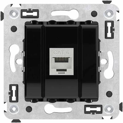 ДКС Компьютерная розетка RJ-45 без шторки в стену, кат.6 одинарная экранированная, Avanti, черный квадрат 4402793 DKC ДКС Компьютерная розетка RJ-45 без шторки в стену, кат.6 одинарная экранированная, Avanti, черный квадрат 4402793 DKC