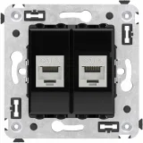 ДКС Компьютерная розетка RJ-45 без шторки в стену, кат.6 двойная экранированная, Avanti, черный квадрат 4402794 DKC
