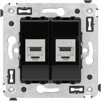 ДКС Компьютерная розетка RJ-45 без шторки в стену, кат.6 двойная экранированная, Avanti, черный квадрат 4402794 DKC ДКС Компьютерная розетка RJ-45 без шторки в стену, кат.6 двойная экранированная, Avanti, черный квадрат 4402794 DKC