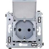 ДКС Розетка с крышкой в стену, 2P+E, с з/ш, Avanti, закаленная сталь 4404013 DKC