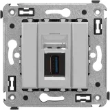 ДКС USB 3.0 розетка одинарная в стену, тип А-А, Avanti, закаленная сталь 4404303 DKC