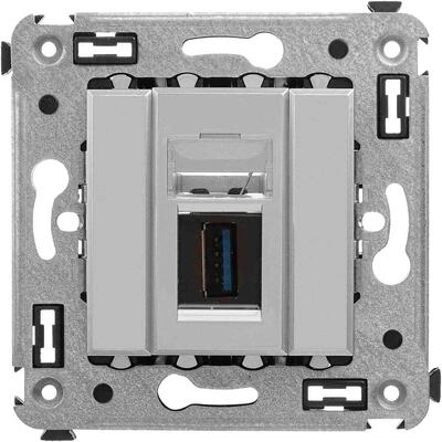 ДКС USB 3.0 розетка одинарная в стену, тип А-А, Avanti, закаленная сталь 4404303 DKC