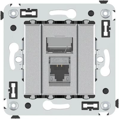 ДКС Компьютерная розетка RJ-45 в стену, кат.5e одинарная экранированная, Avanti, закаленная сталь 4404363 DKC