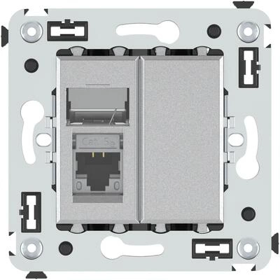ДКС Компьютерная розетка RJ-45 в стену, кат.5e одинарная экранированная, Avanti, закаленная сталь 4404363 DKC ДКС Компьютерная розетка RJ-45 в стену, кат.5e одинарная экранированная, Avanti, закаленная сталь 4404363 DKC